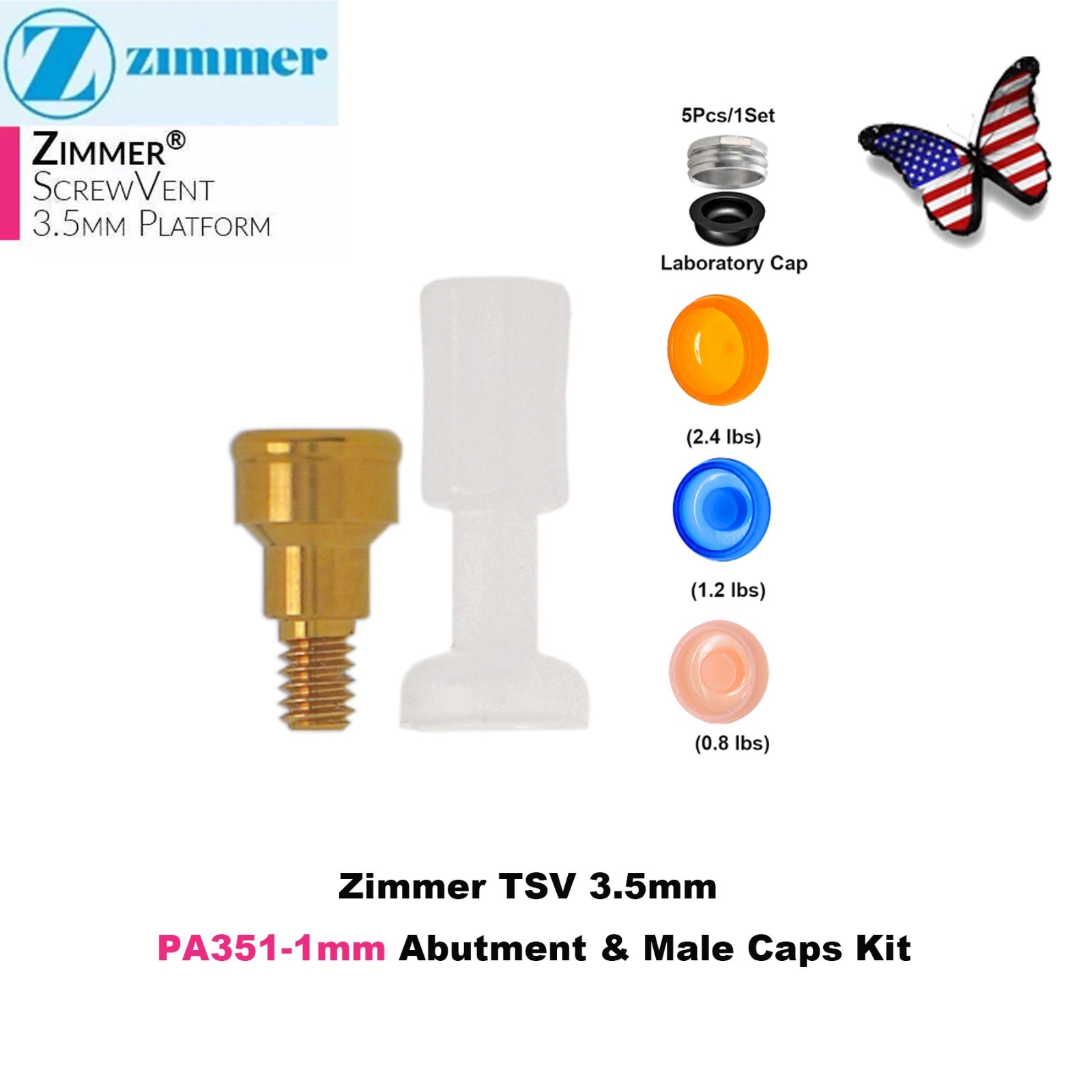 Locator Abutment 1–5mm for Zimmer TSV 3.5/4.5 Compatible MIS Adin Male Caps Tool