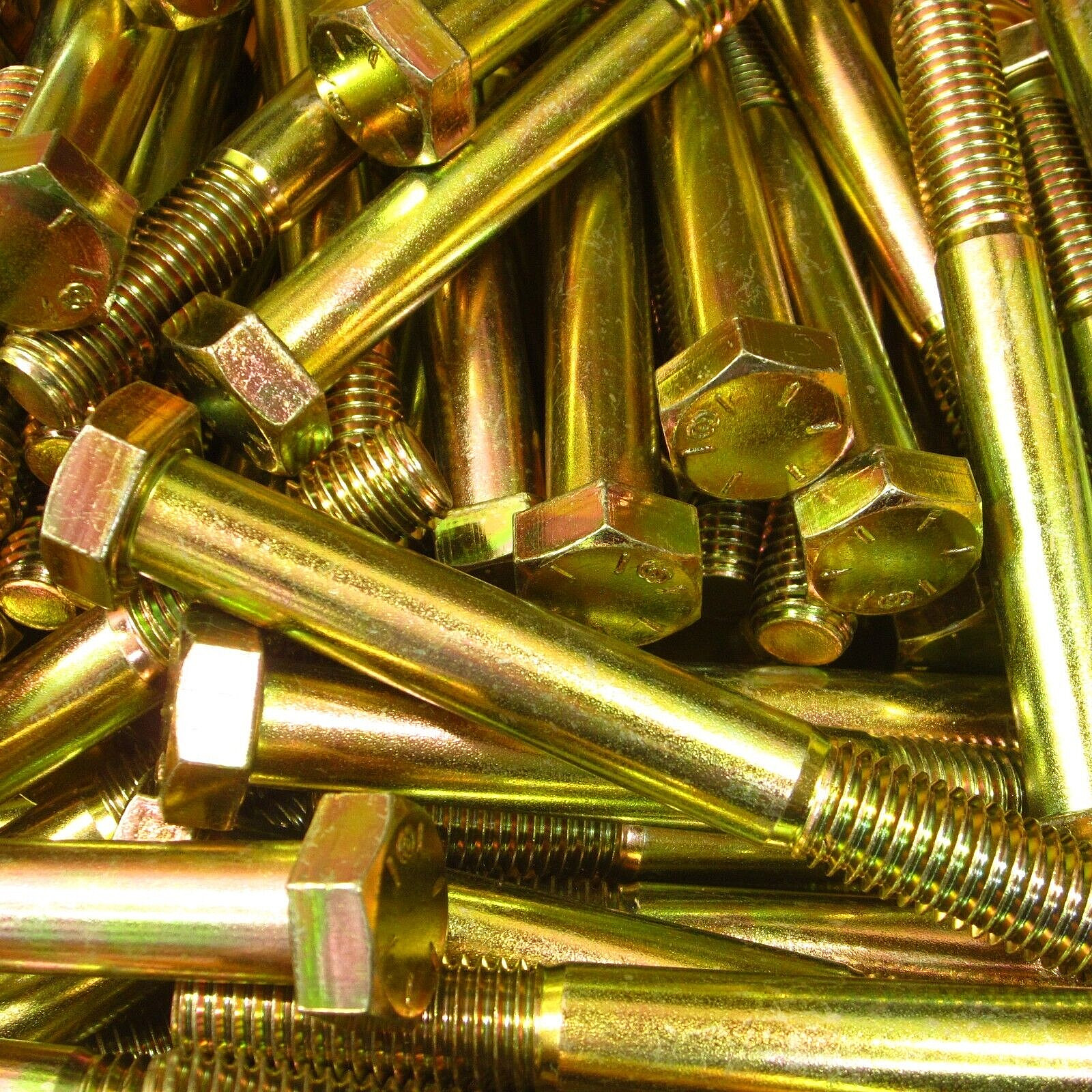 (10) 5/8″-11 X 5″ Grade 8 Hex Head Cap Screw Bolt Yellow Zinc Plated Coarse