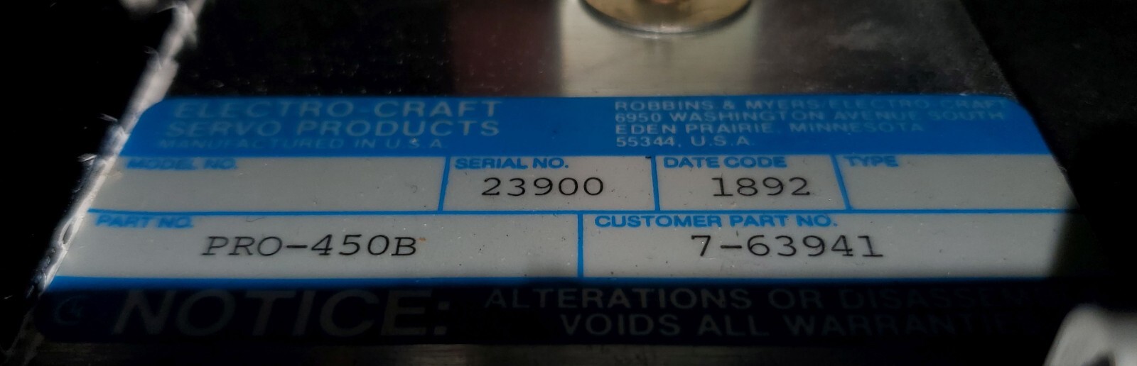Electro-Craft PRO-450B Robbins Myers (i-131-0058)