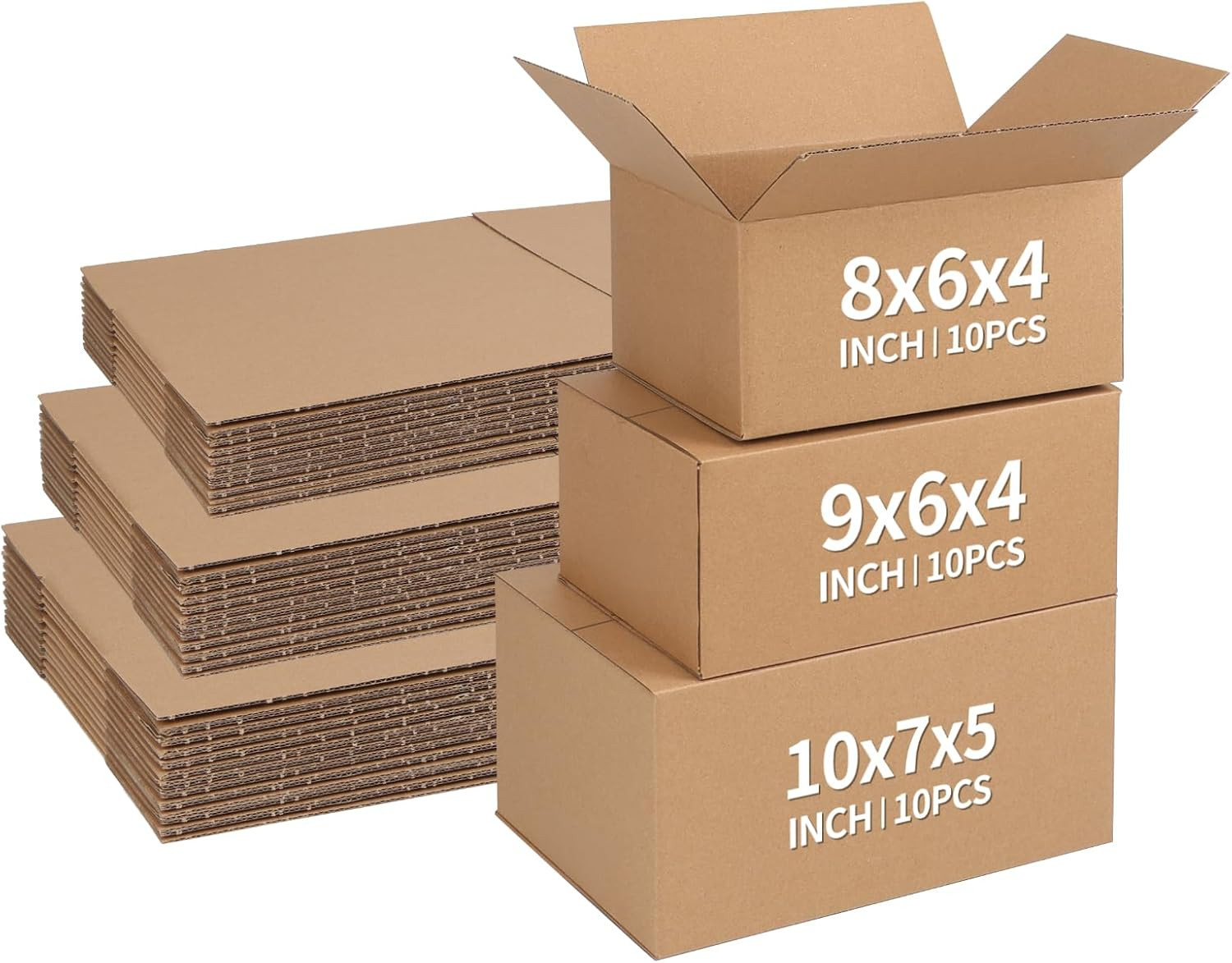 CRUGLA Assorted Sizes Shipping Boxes 30 Pack (10x7x5, 9x6x4,8x6x4), Corrugated C