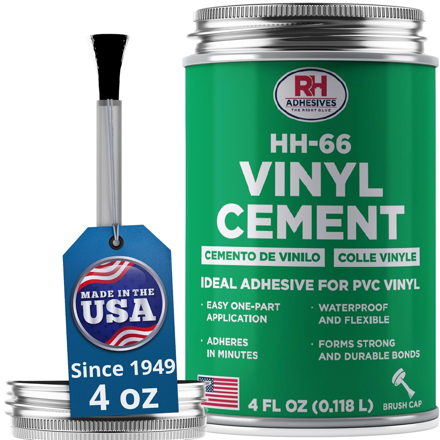HH-66 Vinyl Cement 4 Oz – Waterproof PVC & Vinyl Glue for Pools, Tarps | Flexibl