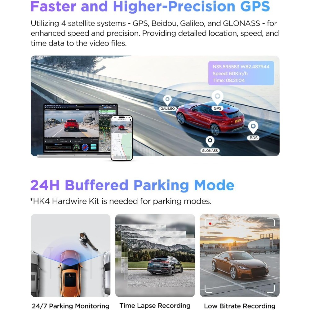 VIOFO A229 Pro 4K HDR Dash Cam, 4K+2K Front & Rear Dual-Channel Recording