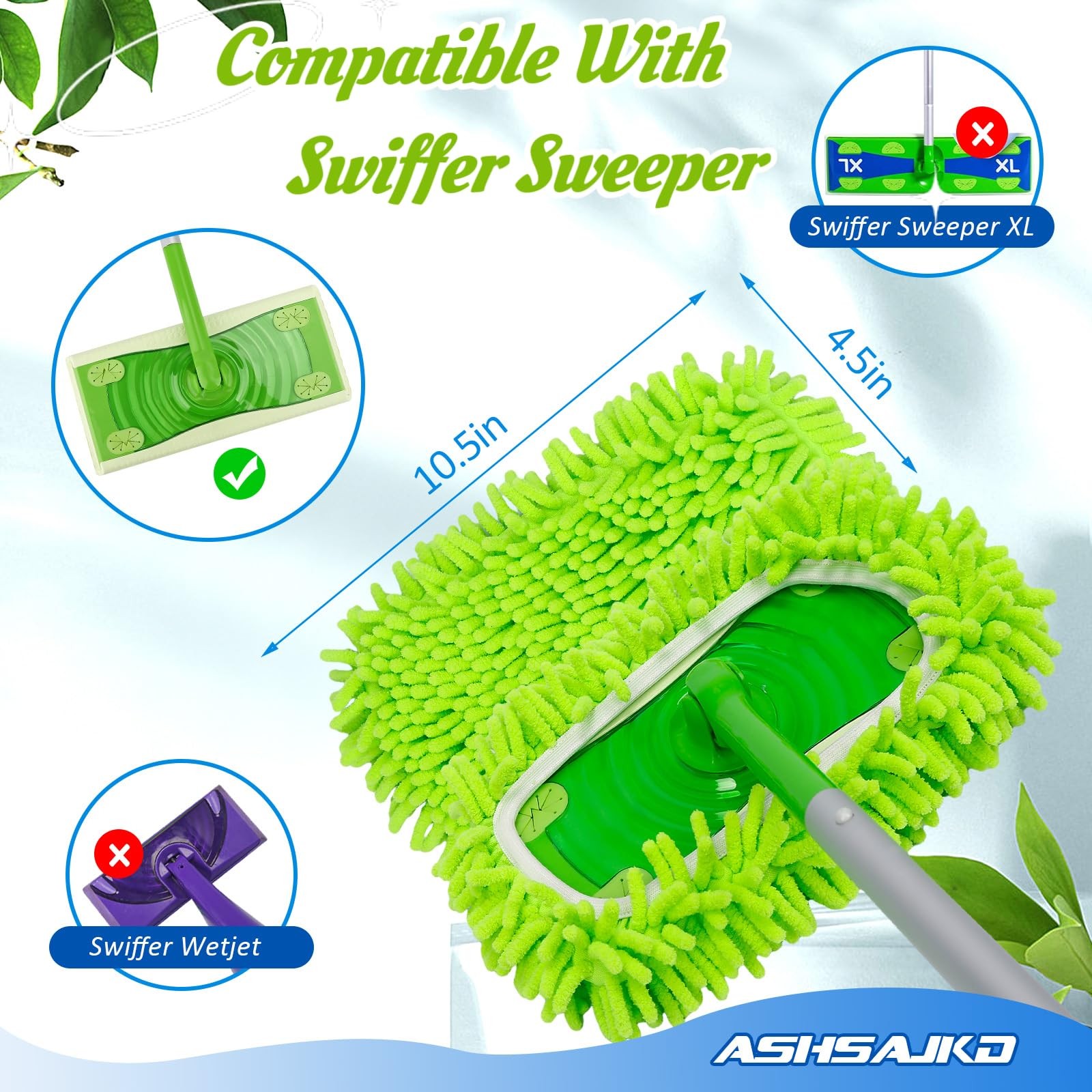 Ashsajkd 4Pcs for Swiffer Reusable Dry Sweeping Cloths Microfiber Wet Mop…