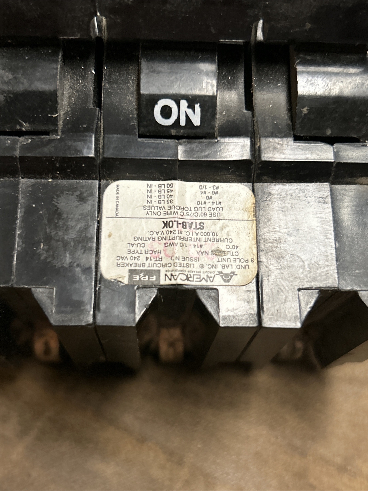 American FPE – Stab-Lok Type-NA 3-Poles 40-Amps 240-Volts-AC – 3P40 Used