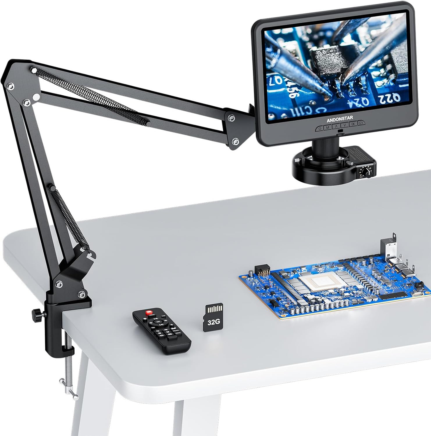 AD109 Digital Microscope with 10.1″ Screen for Soldering Repair | Flexible Boom