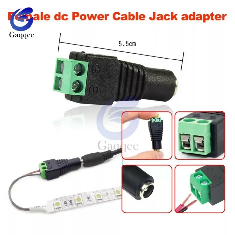 2pcs 5.5mm x 2.1mm Female Male DC Power Plug Jack Socket Adapter for LED Strips