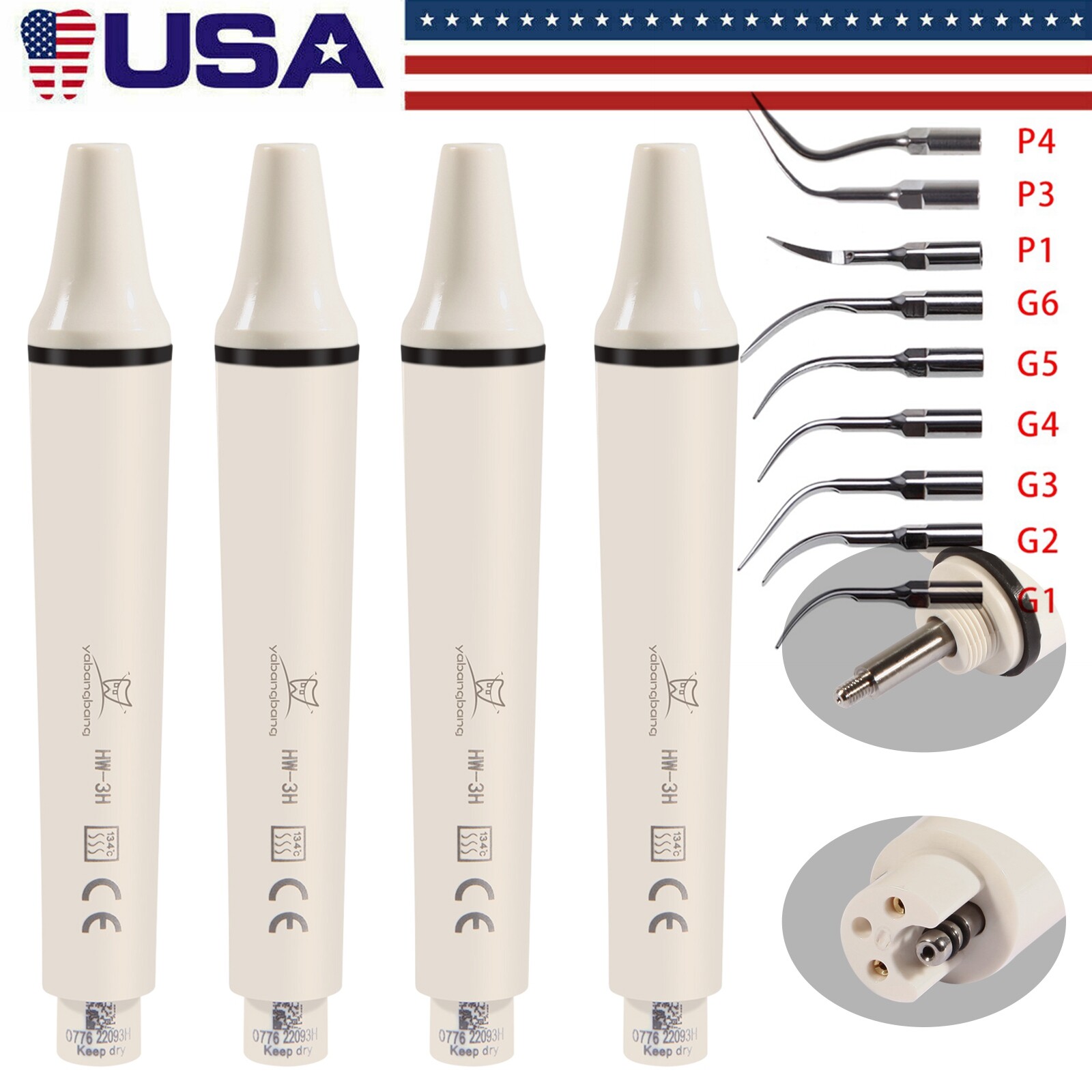 Piezo Scaler Dental Ultrasónico Pieza de Mano WOODPECKER EMS Cavitron/ 10*Puntas