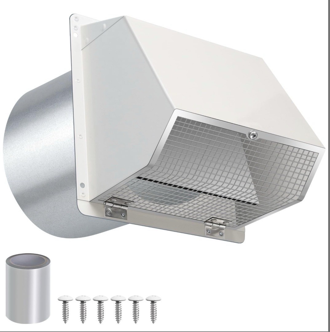 8 Inch Hooded Wall Vent with Screen and Damper,Wall Exhaust Vent Cover Wall Cap