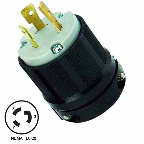 OCSParts L6-20P Locking Plug, 20A 250V AC, 2 Pole 3 Wire, cUL Listed, NEMA L6-20