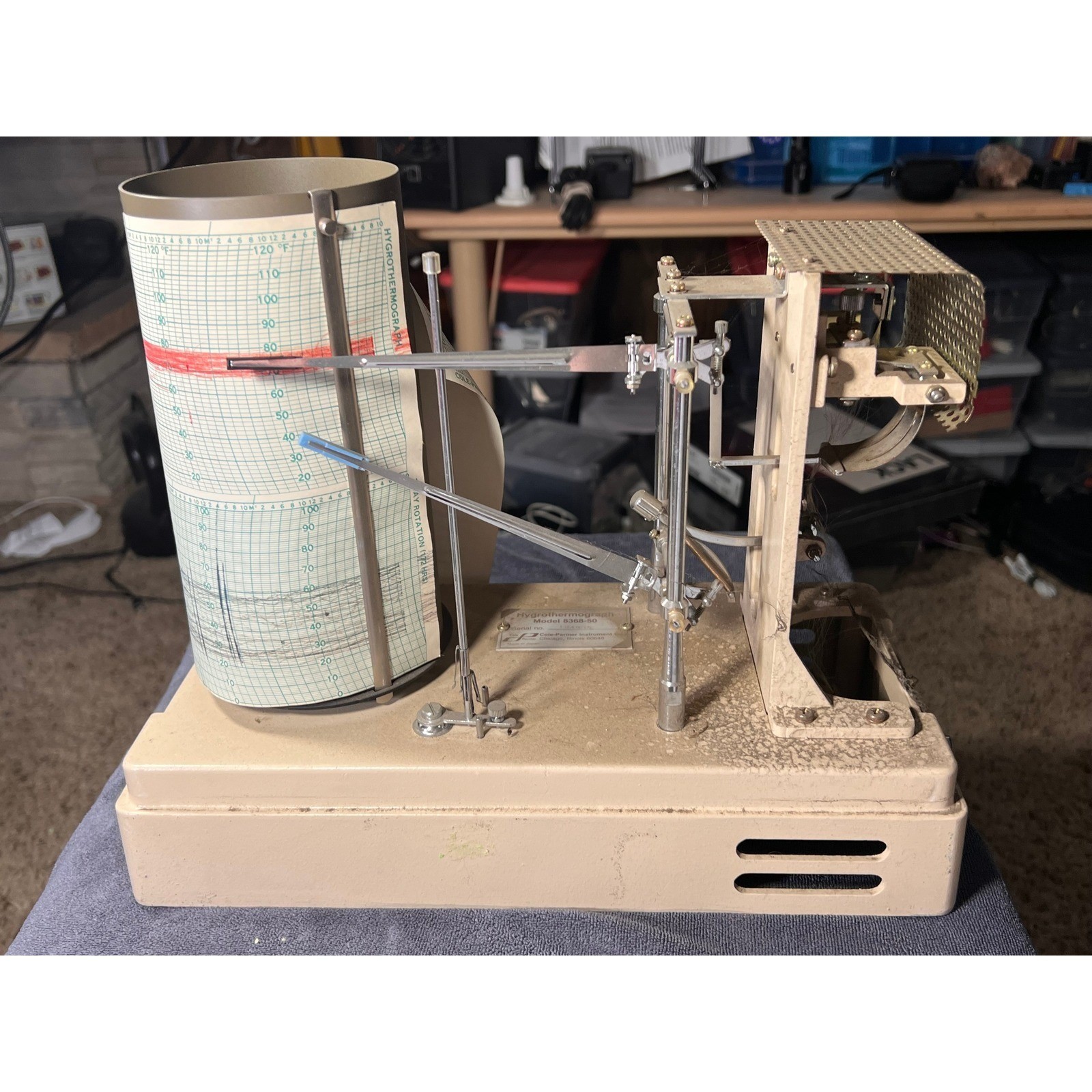 Cole-Parmer 8368-50 Vintage Hygrothermograph 7-Day Chart Recorder Untested