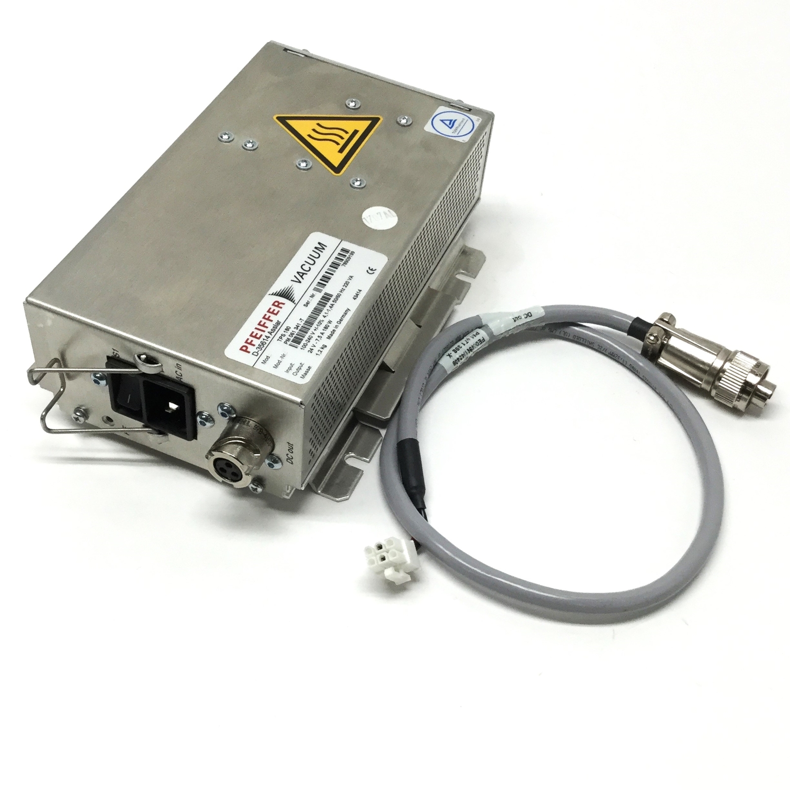 Pfeiffer Vacuum TPS 180 Turbopump Power Supply 100-240VAC In, 24VDC 7.5A Out