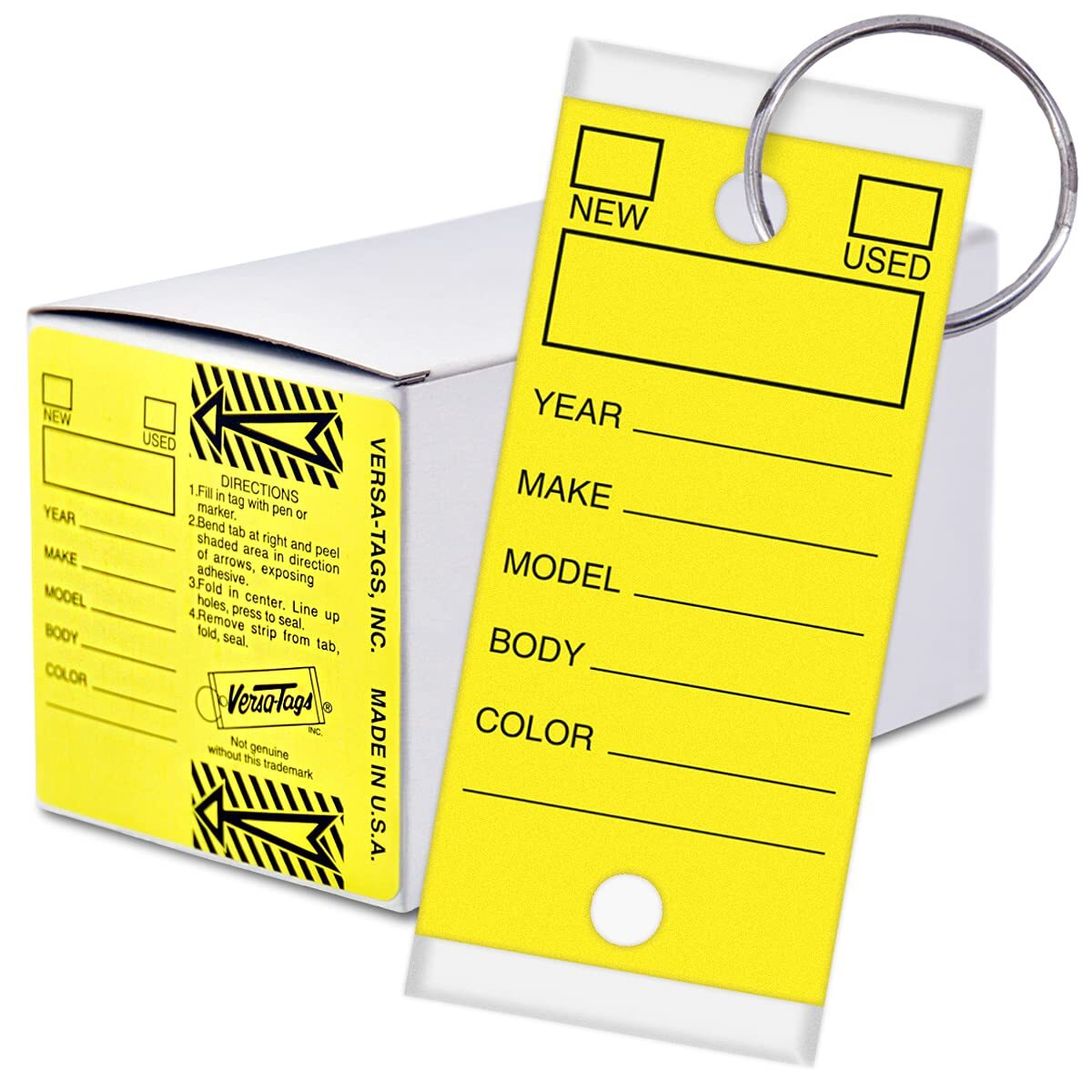 250 Per Box Self-Protecting Paper Key Tags with Chrome-Plated Split Rings Per…