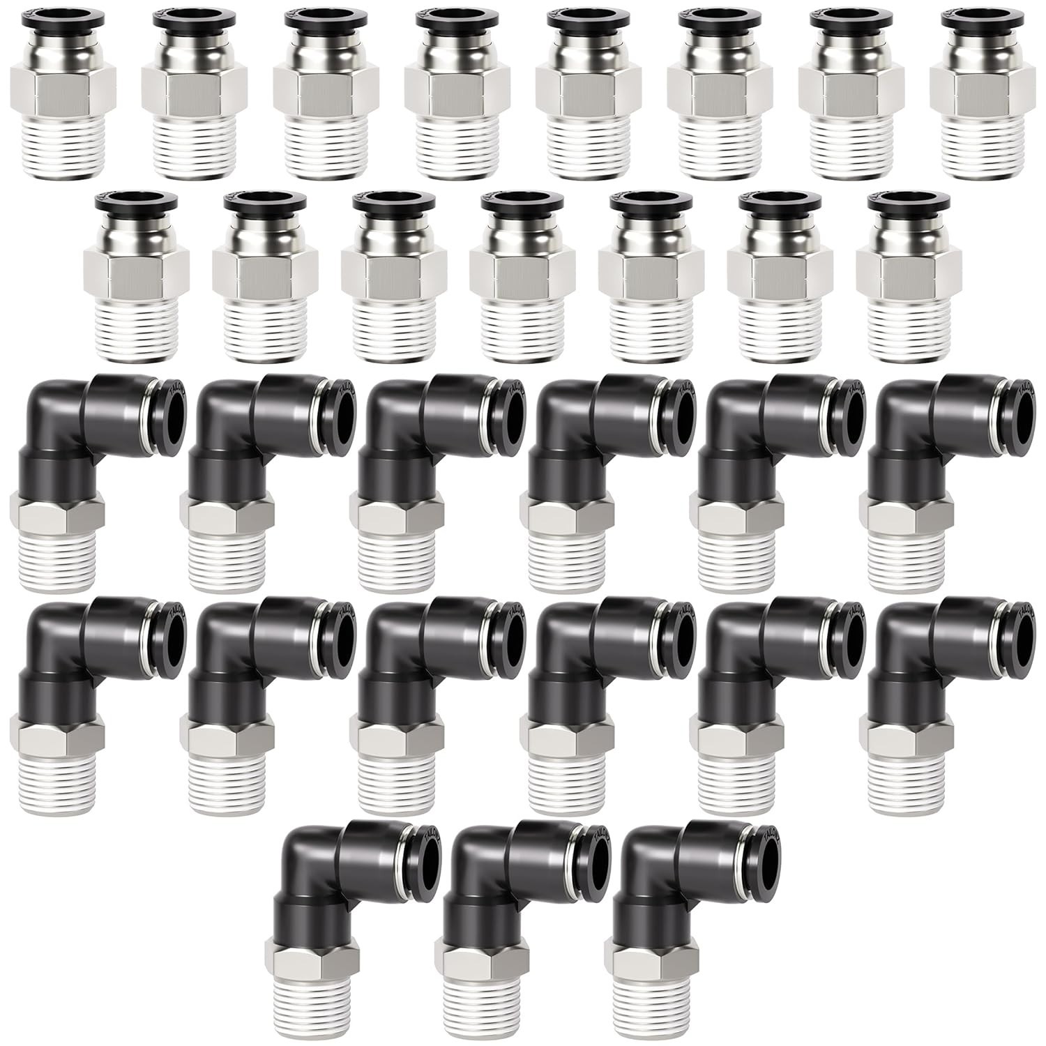 Durable Copper & Plastic Elbow/ Straight Push-in Connectors – 1/4″ OD x 1/8″ NPT