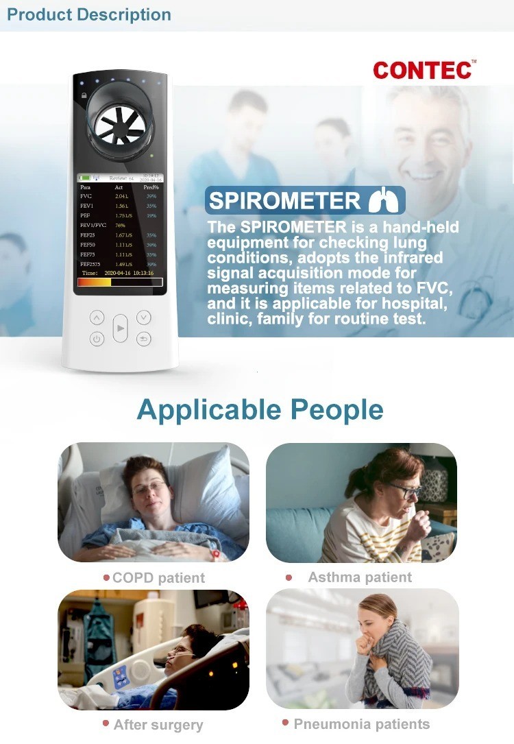 SP80B Handheld Bluetooth Spirometer – Pulmonary Function Tester (FVC, FEV1, PEF)