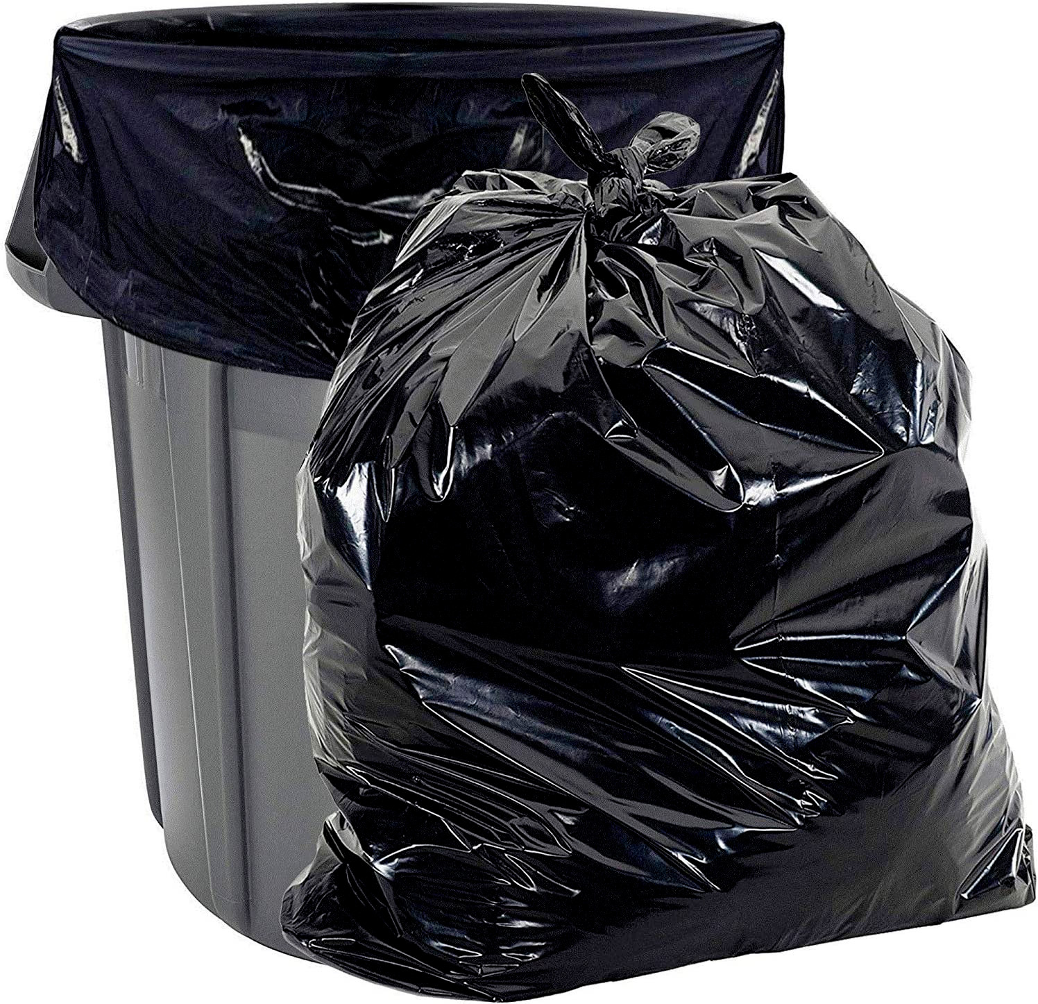 55-60 Gallon Heavy-Duty 1.2 mil Black Garbage Can Liners – 38×60 – 100ct