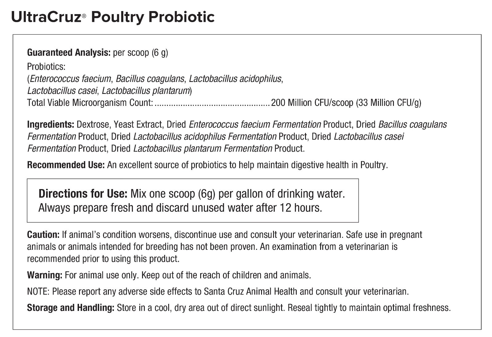 UltraCruz� Poultry Probiotic, 2 lb