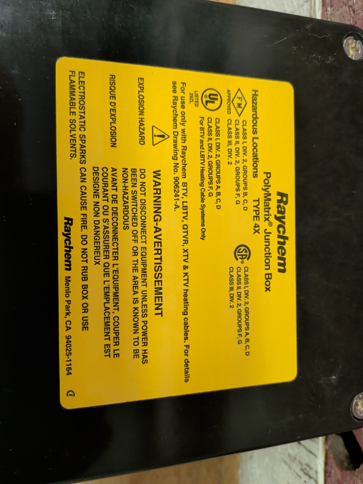 New Raychem PolyMatrix 4X Heat Trace Junction Box Class I Div 2 FAST SHIPPING