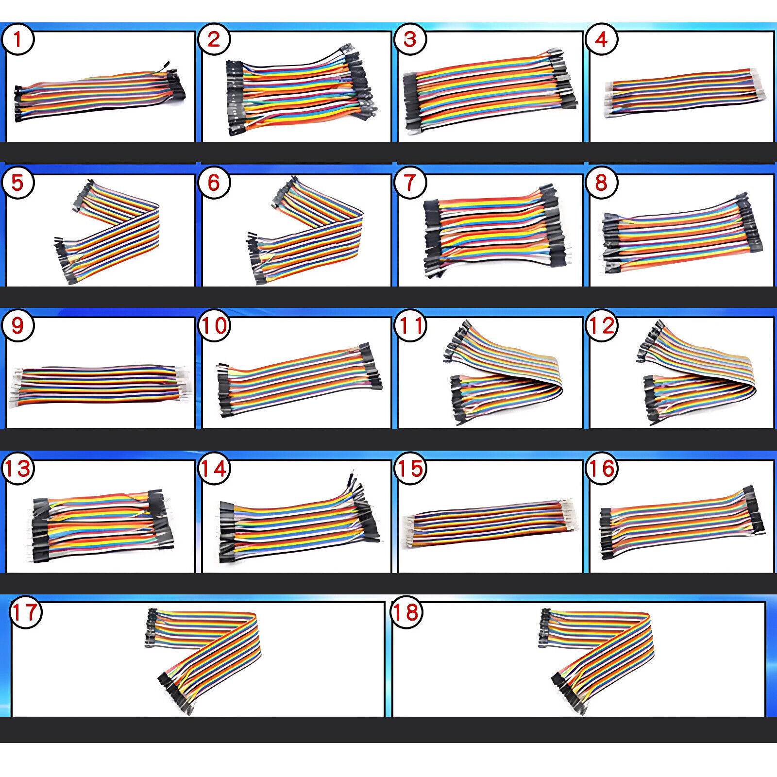 Hookup Wires10cm 15cm 20cm 21cm 30cm 40 cm M-M F-F M-F Breadboard DptJumper