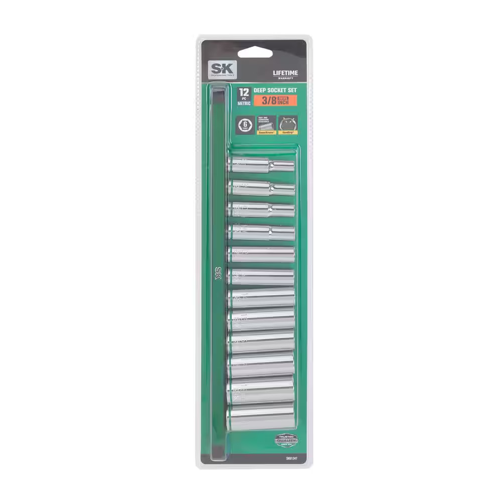 SK01347 Metric 3/8 In. Drive Set Deep Socket Set (12 Piece)