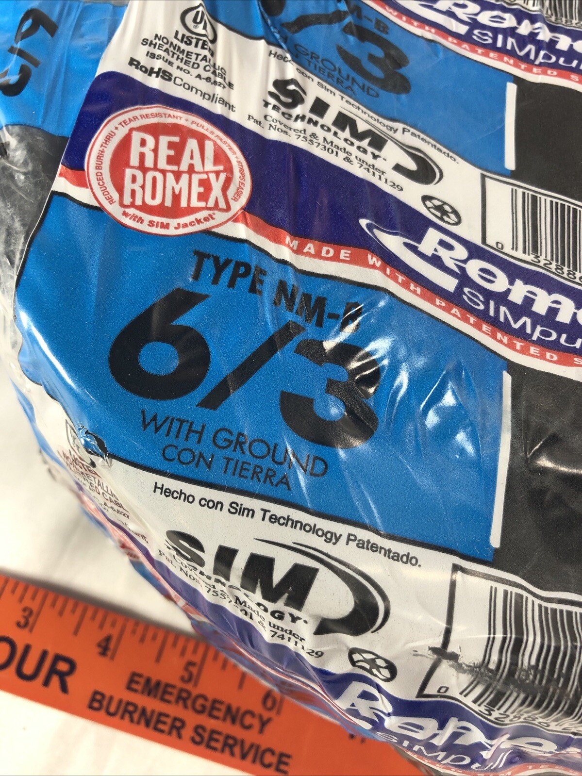 6/3 Wire ROMEX W/Ground – 75 Feet – NM-B Cable Non-Metallic EV – Free Ship – New