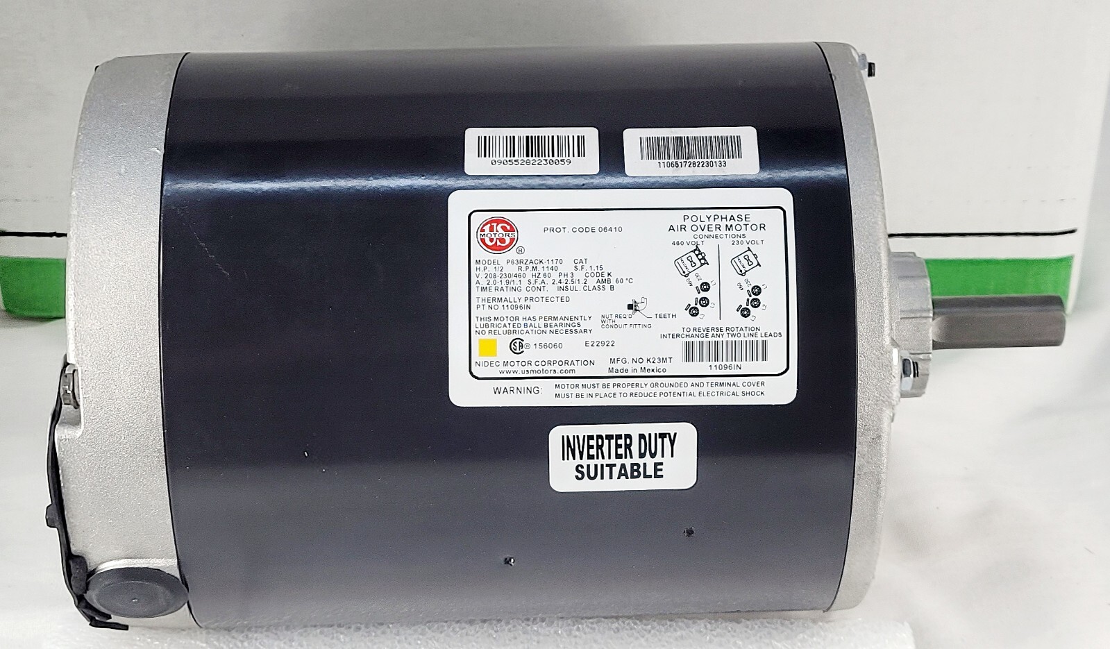 Hussmann 11096IN Electric Motor 1/2HP 230/460 60HZ 3PH 1140 RPM – P63RZACK-1170