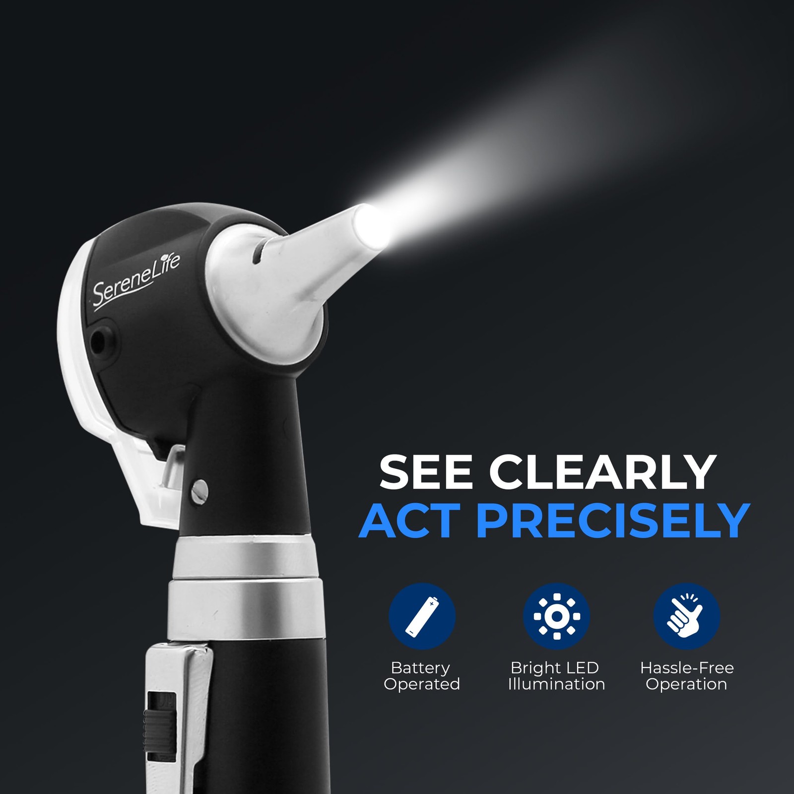 SereneLife 2-in-1 Ophthalmoscope & Otoscope Set | Perfect for Inspecting Ears