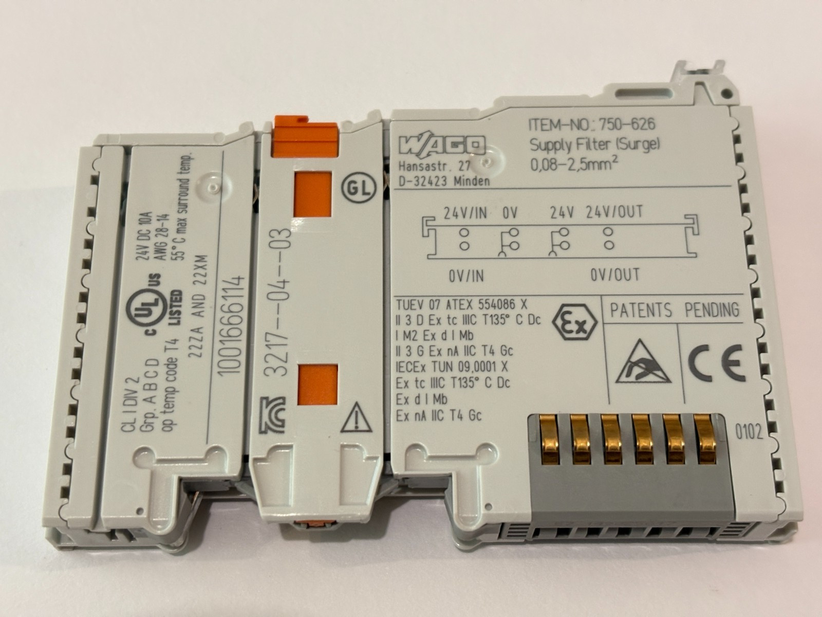 Wago 750-626 24V Supply Filter IP20 DIN
