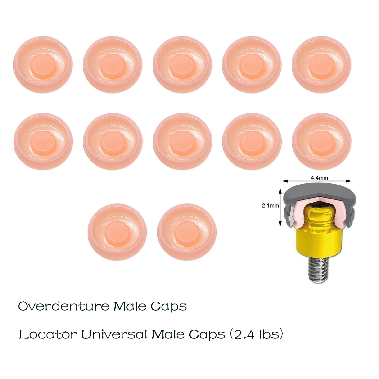 US Dental Overdenture Abutment Retention Cap Locator male processing Inserts Set