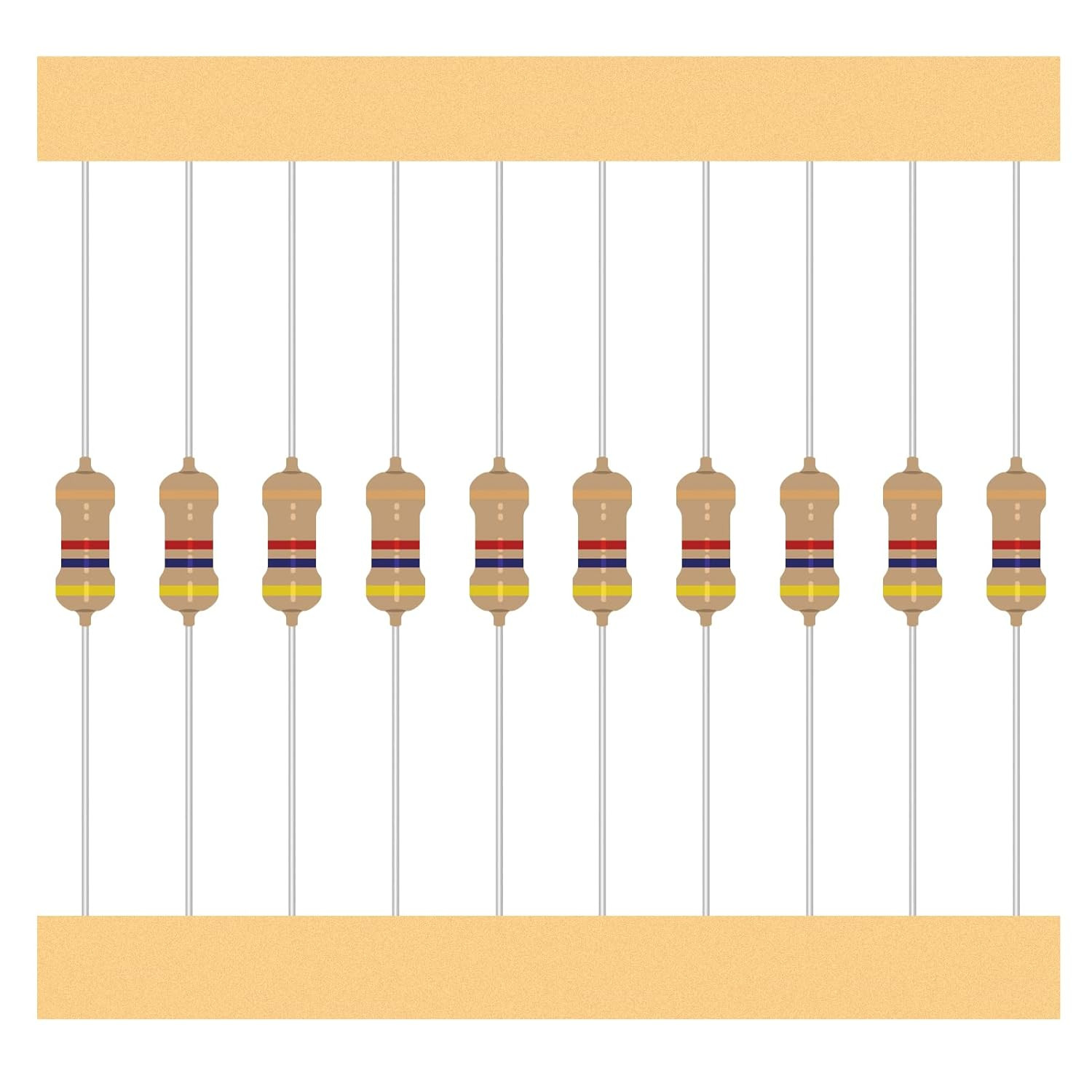50 Values 1/4W 0 Ohm to 10M Ohm ±5% Carbon Film Resistor Assorted 1/4 Watt Comm