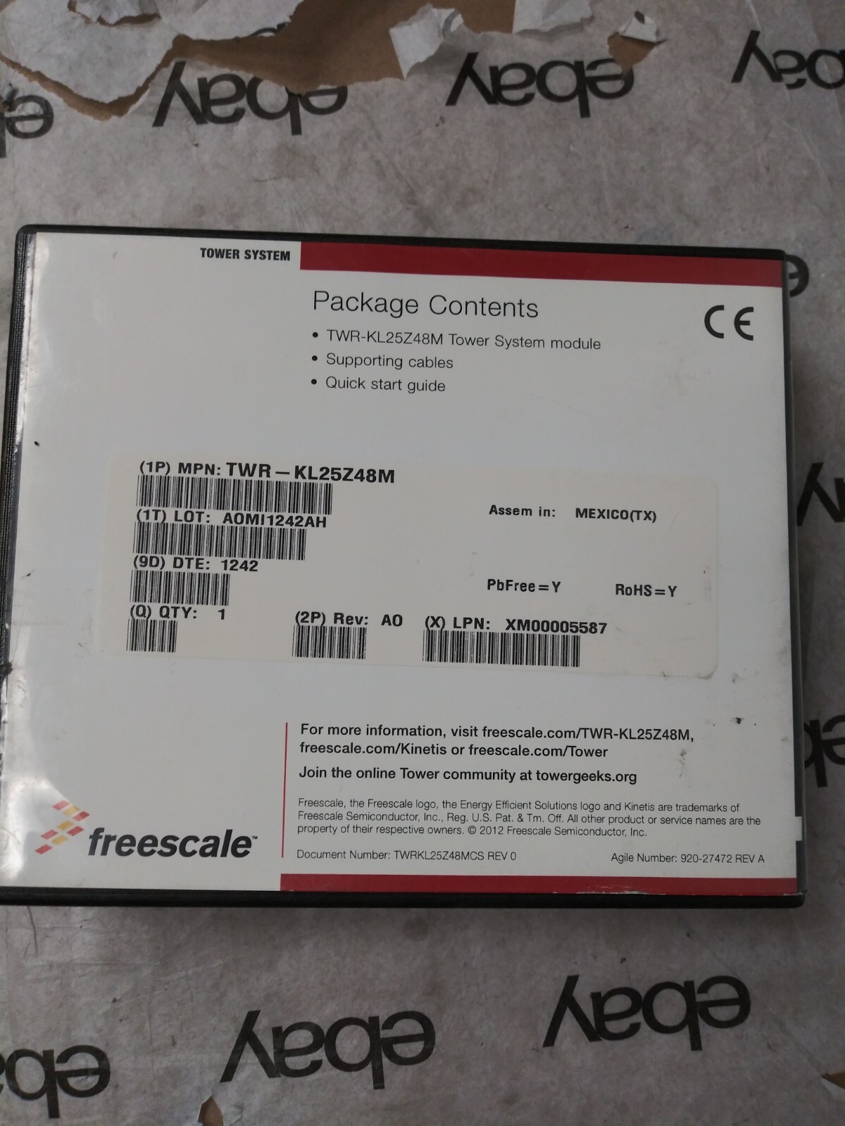 FREESCALE TWR-KL46Z48M TOWER SYSTEM MODULE DEVELOPMENT KIT
