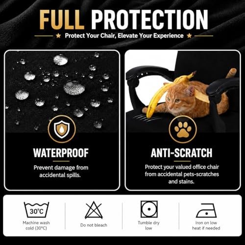 Water Resistant Stretch Computer Office Chair Cover Large Cover, Black