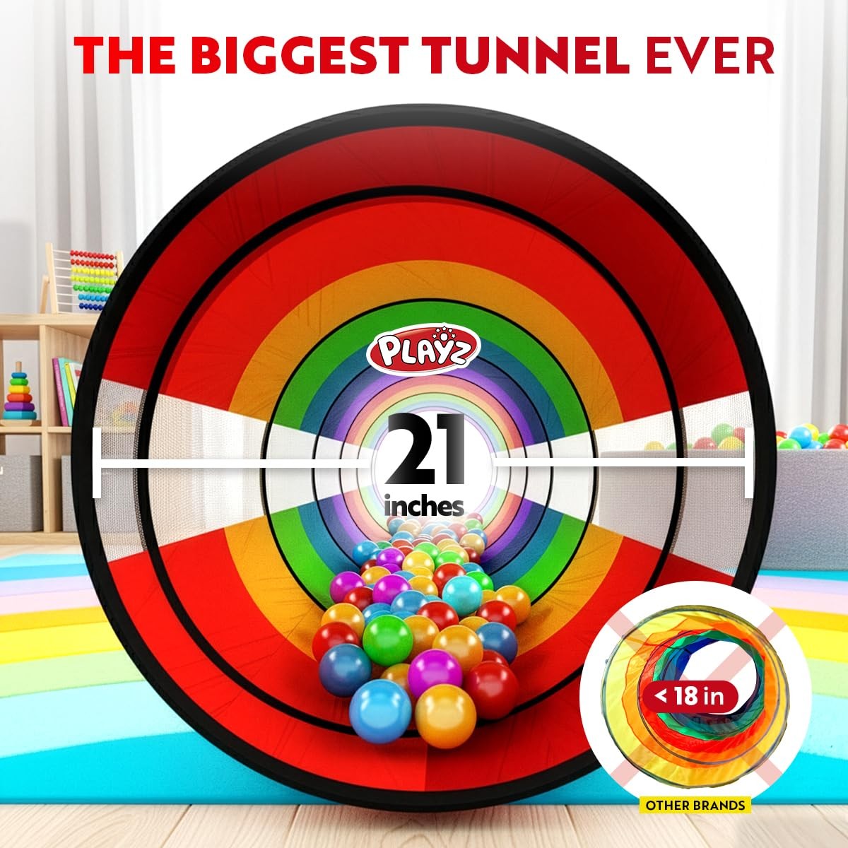 Extra-Large Play Tunnel for Toddlers 1-3 Years Pop-Up Baby Crawl Tube, Sensory