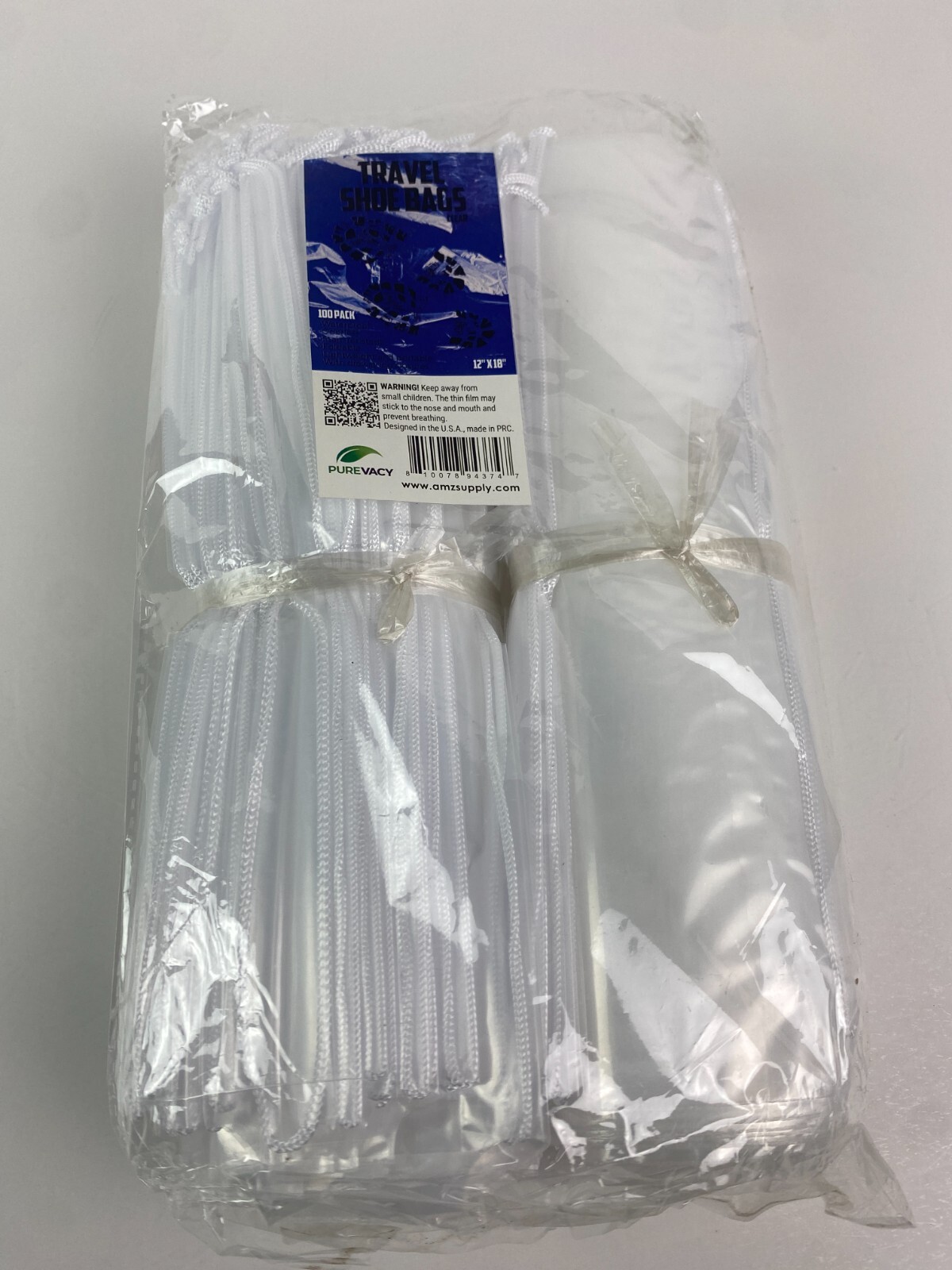 100 Clear Drawstring Bags 12″ x 18″ Travel Shoe Bags 2 mil Waterproof