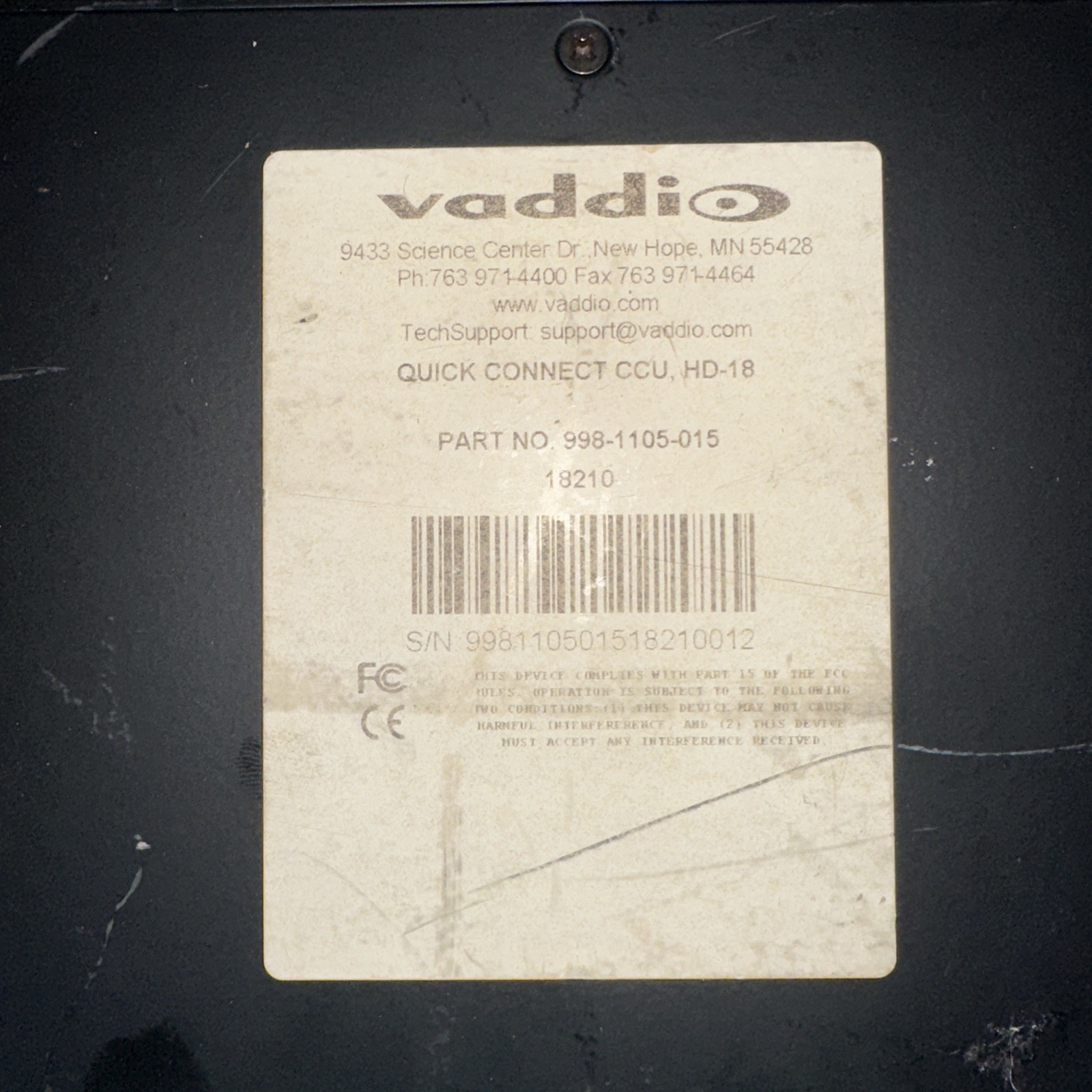 Vaddio Tally Quick Connect CCU HD-18 Part #: 998-1105-015 (Lot Of 2)