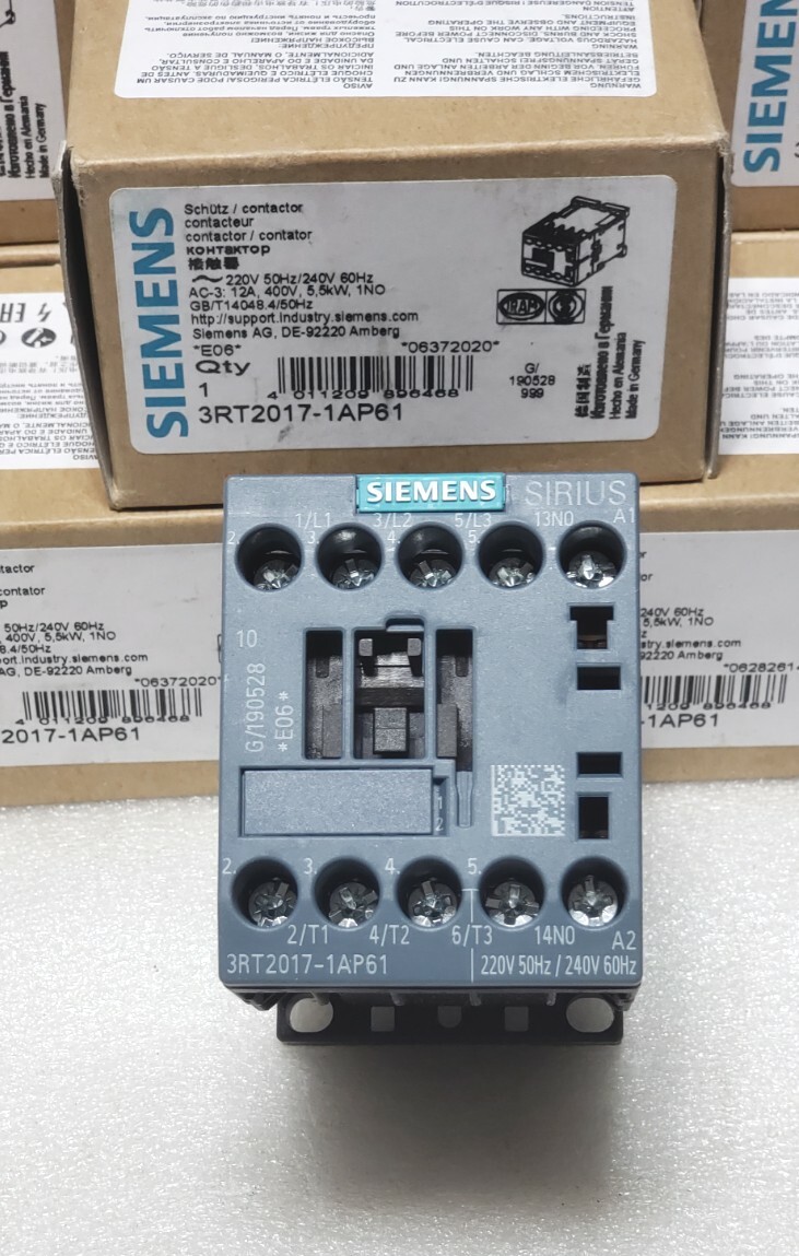Siemens 3RT20171AP61 CONTACTOR, 5.5KW/400V, 1NO, AC 220V 50HZ 240V 60 HZ, 3-Pole