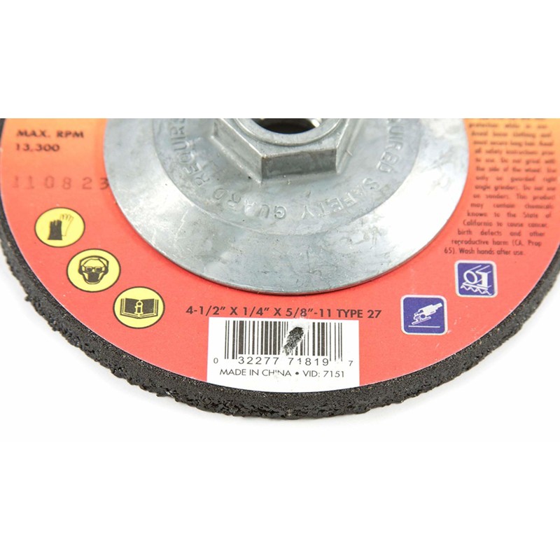 Forney 71819 Aluminum Oxide 13,300 rpm 4-1/2 Dia. in. Metal Grinding Wheel
