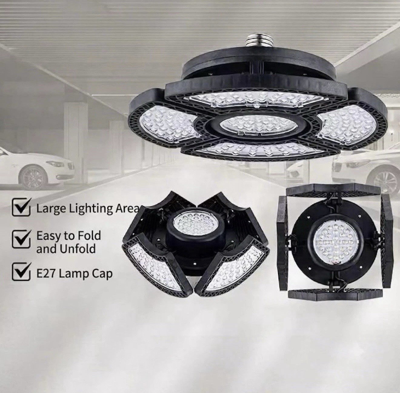 LED Garage Lights Bulb Led Shop Light with Deformable Panels Basement Ceiling