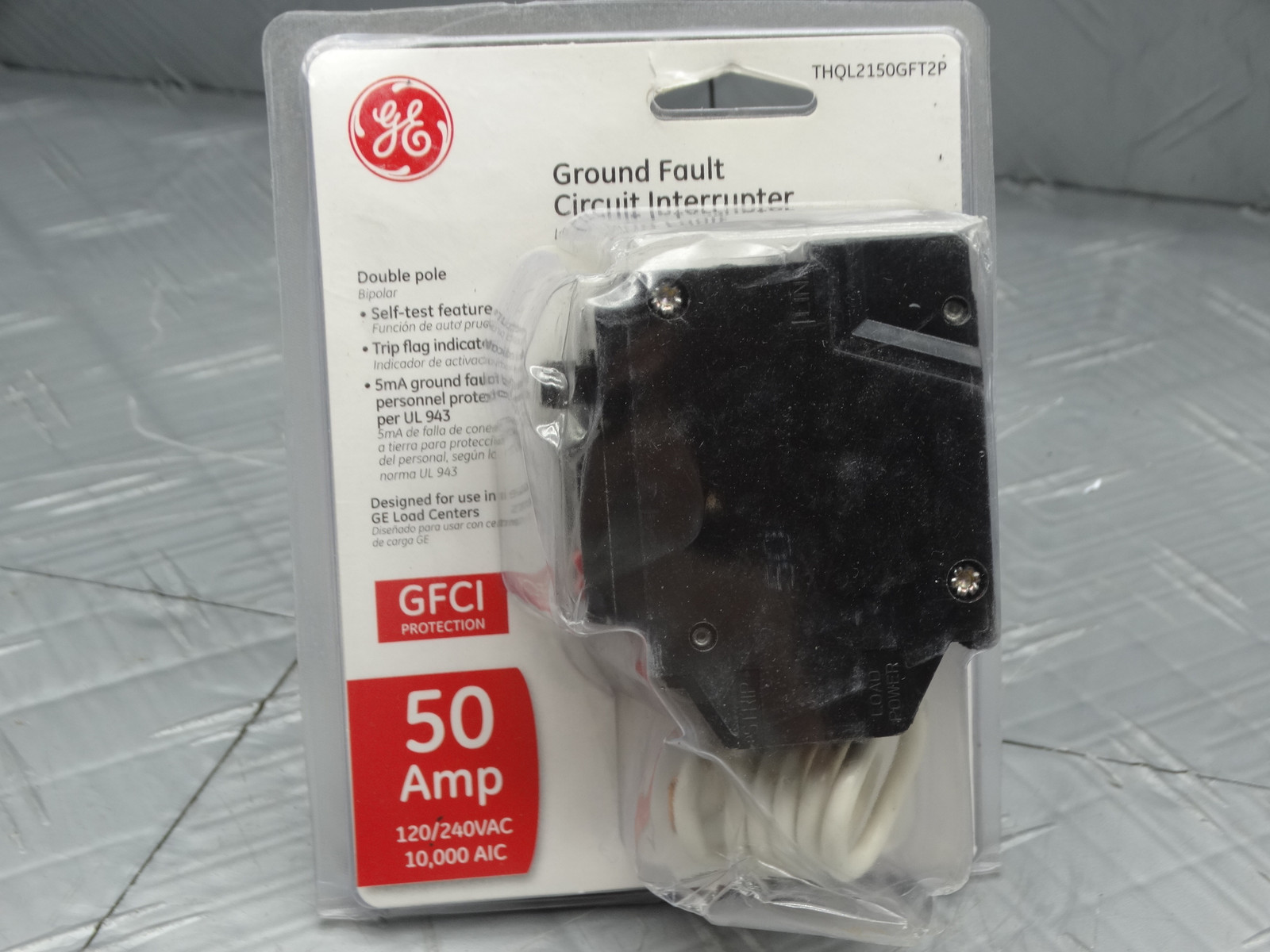 GE 50 Amp 240-Volts Double Pole Ground Fault Breaker with Self-Test
