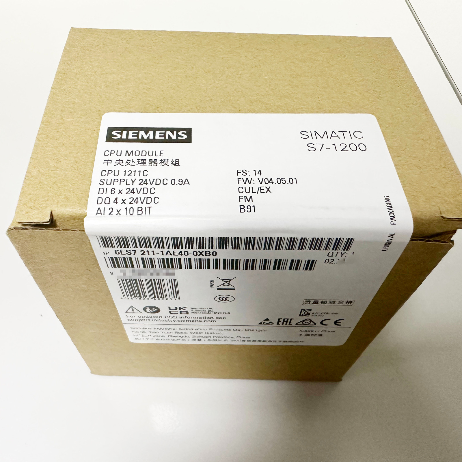6ES7 211-1AE40-0XB0 1PCS NEW SIEMENS Central Processing Unit 6ES7211-1AE40-0XB0