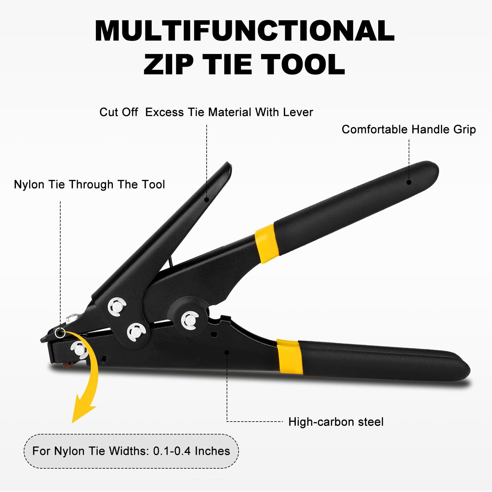 JIOUXIP Zip Tie Tool, Tensioning and Cutting Tool for Black Yellow