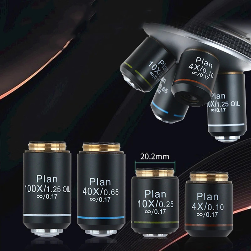 195 Plan Infinity Corrected Achromatic Objective Lens RMS 20.2mm Thread 4X‑100X