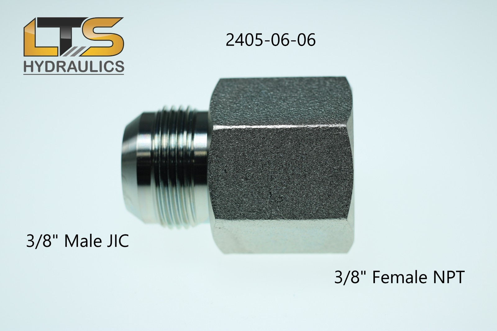 3/8″ Male JIC x 3/8″ Female NPT Pipe Adapter 2405-06-06 Zinc Coated Steel