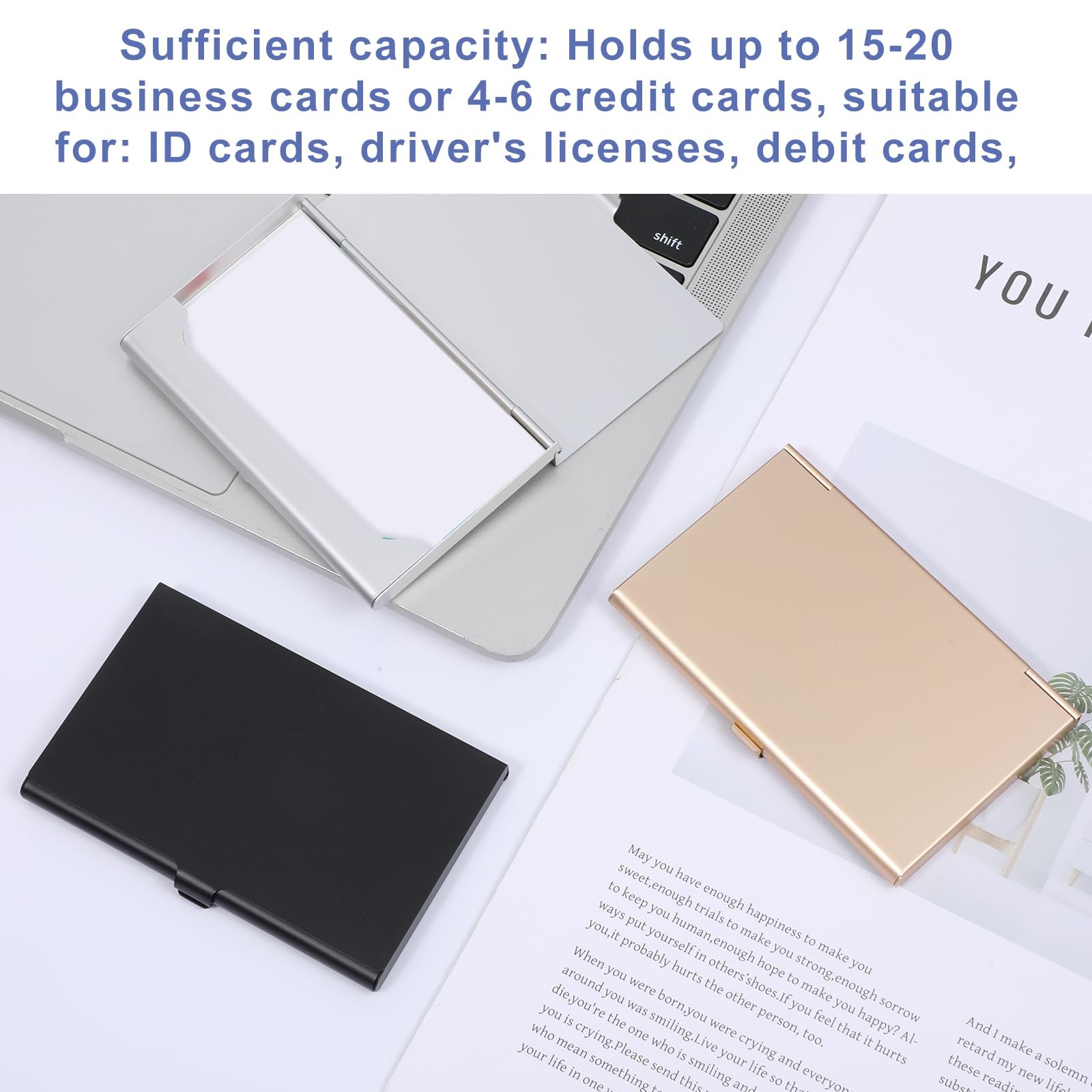 3-Pack Slim Aluminum Pocket Business Card Holder Cases for Men and Women