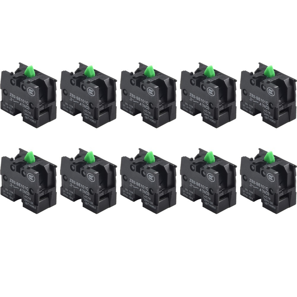 10PCS Push Button Switch Contact Block Snap in 10A 600V for Control Panels