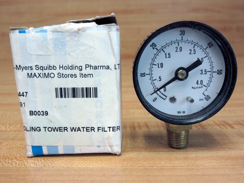 Bristol-Myers MTI104447 2″ Pressure Gauge 60 PSI/4.0 kg/cm²