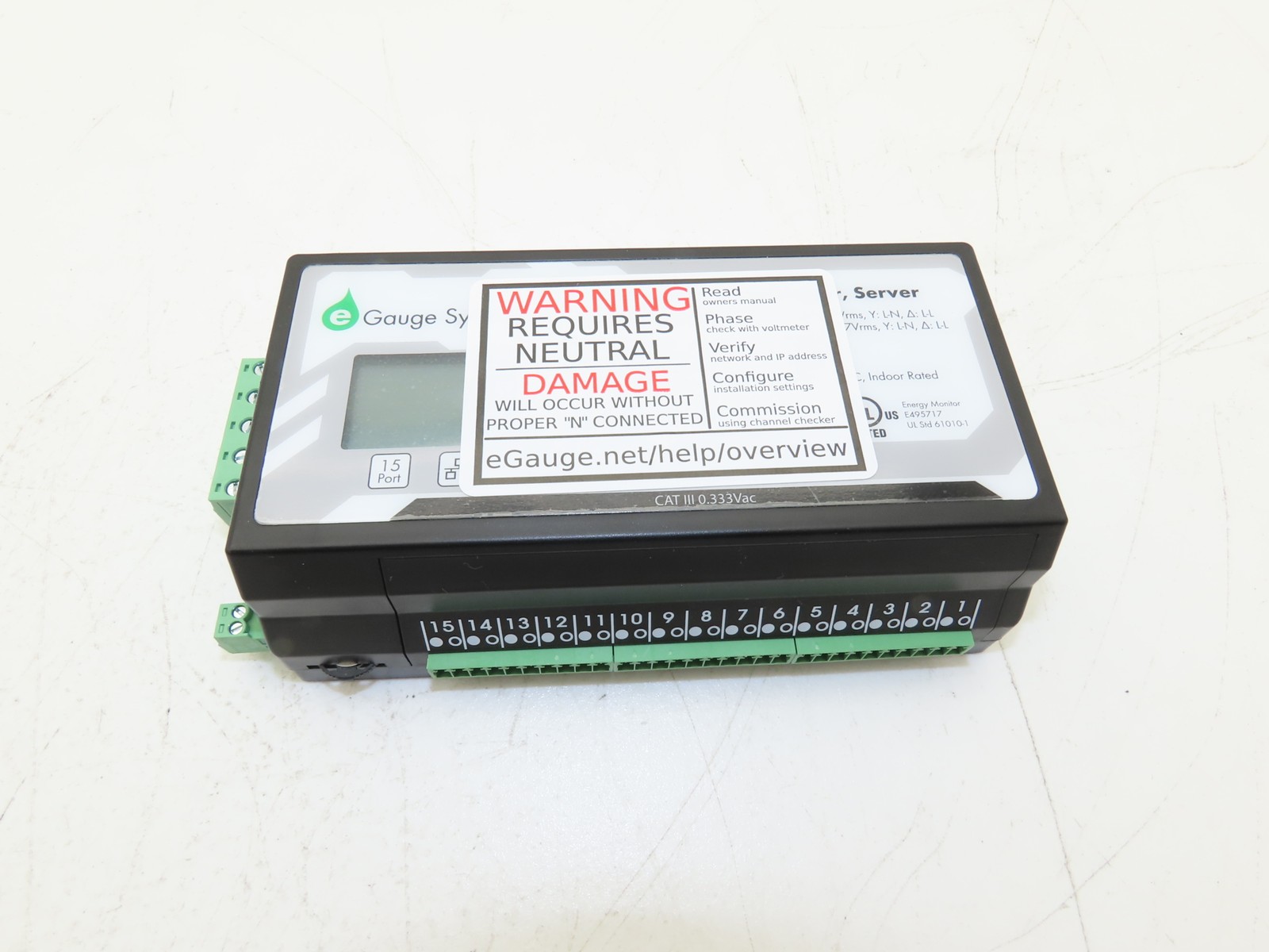 EGauge Systems EG4015 Data Logger Meter Server 277VAC 9-60VDC