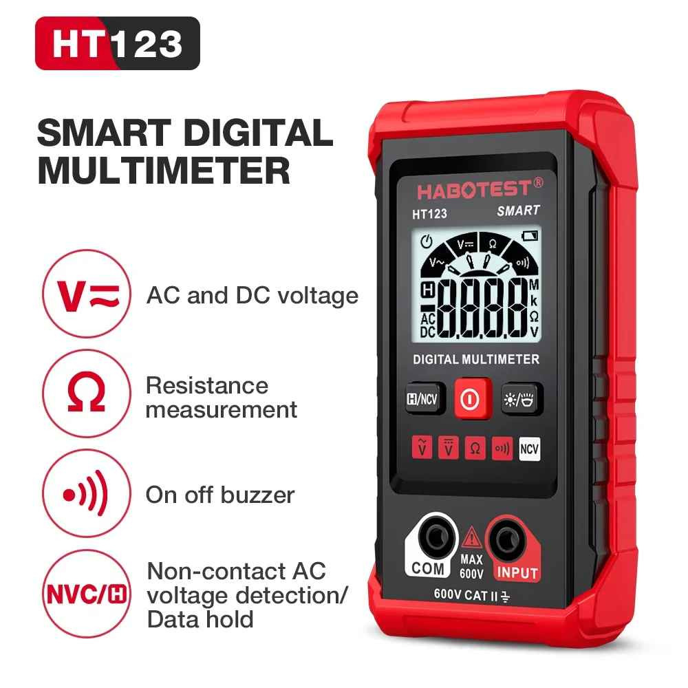 HABOTEST HT123 Digital Smart Multimeter Auto Range AC/DC Voltage NCV Tester