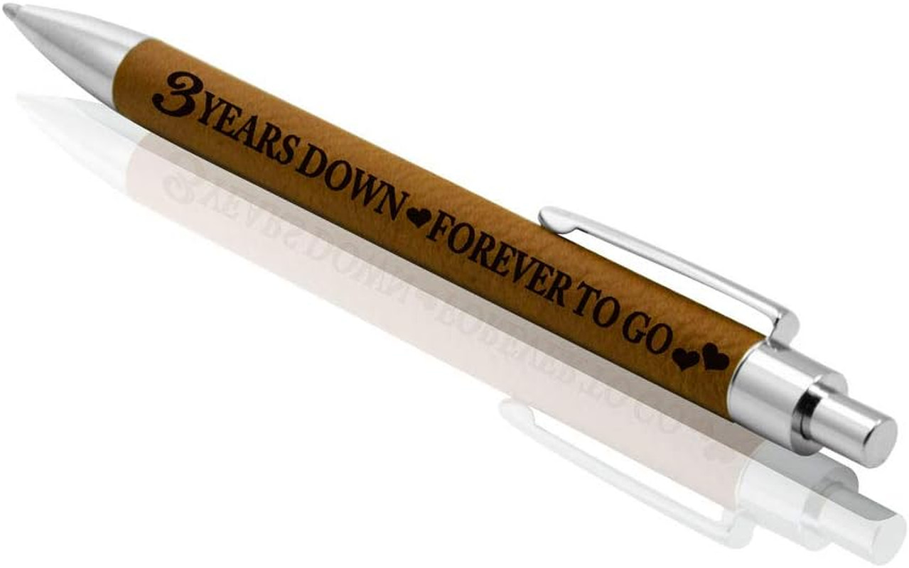 – 3 Years Down, Forever to Go Engraved Leather Pen, Our 3Rd Wedding Anniversary,
