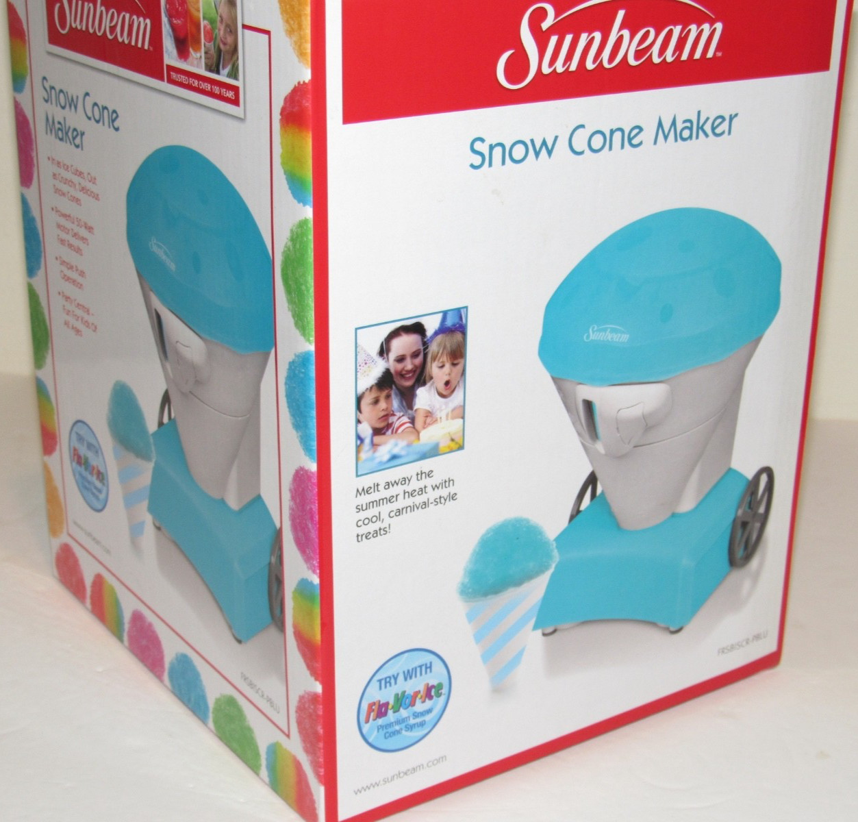 Sunbeam Snow Cone Maker Blue Portable Mini Fun Electric Ice Shaver NEW