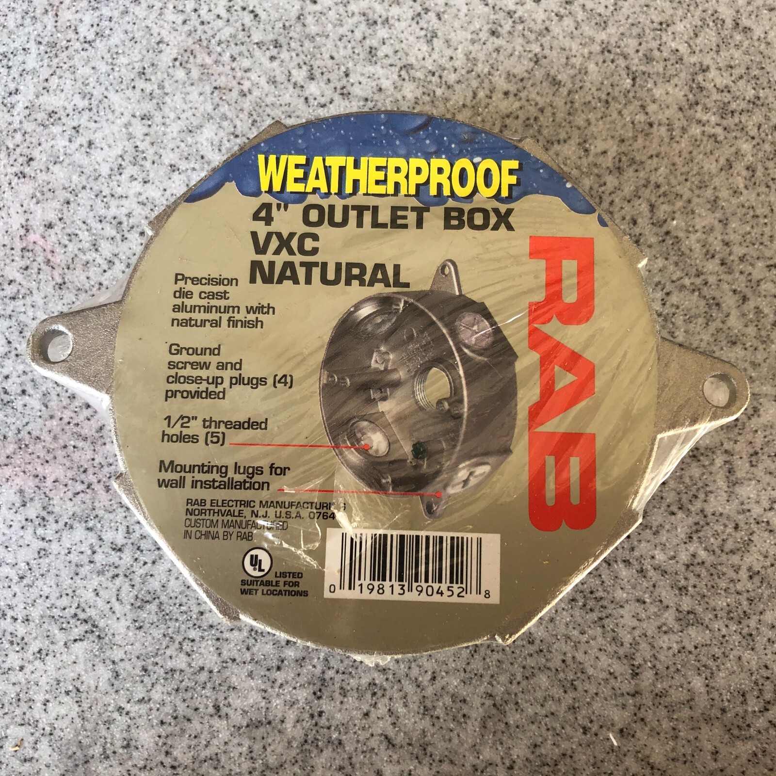 (Lot of 2) 4′ RAB round WP J-box with (5) 1/2″ holes